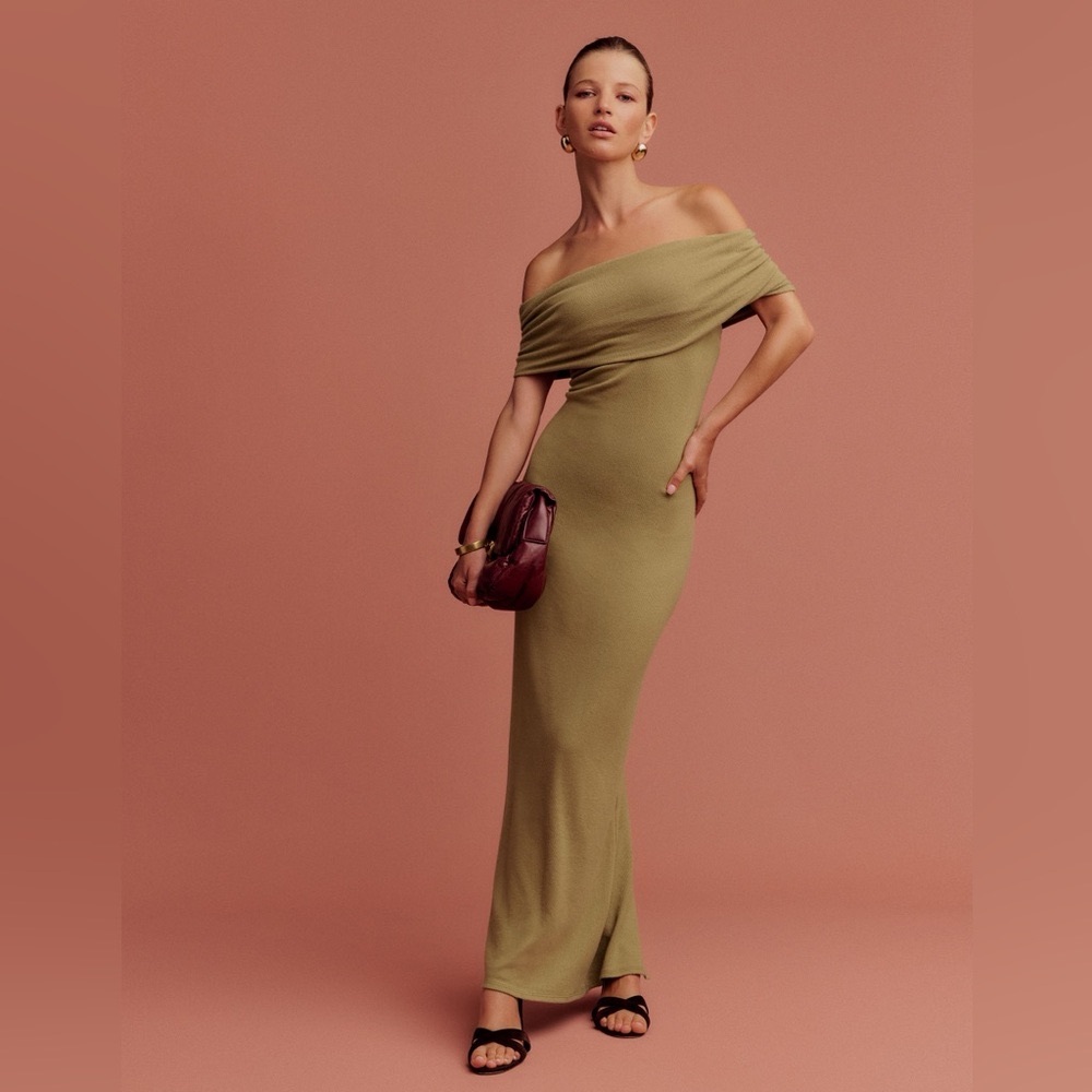 Reformation Olive Green Maxi Dress